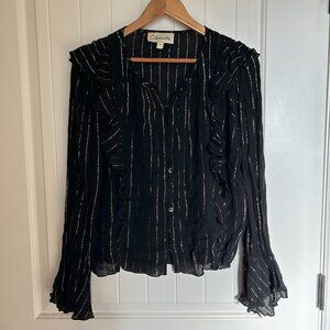 Cleobella Black and Gold Metallic Blouse